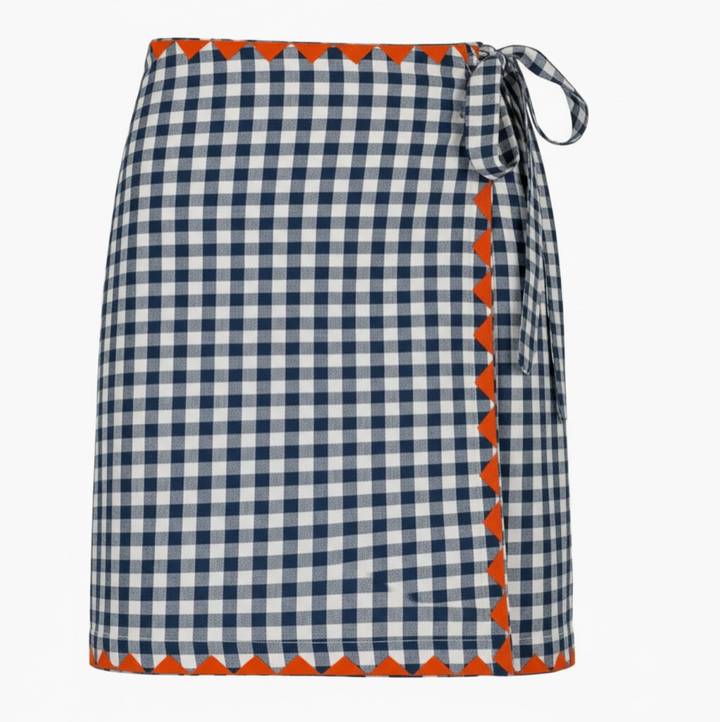 Navy Gingham Marina Sarong