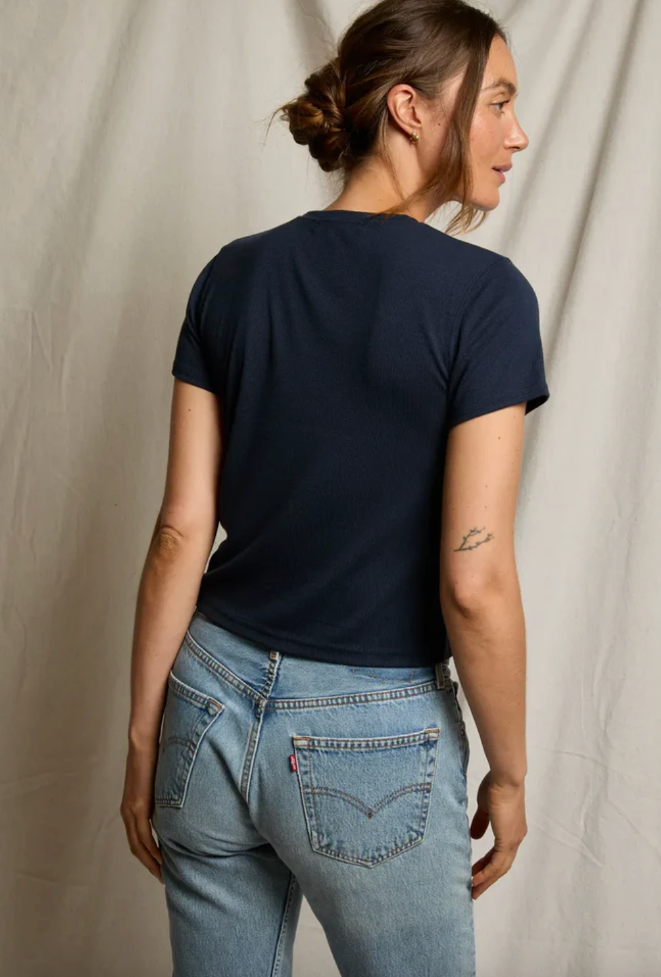 Fitz Viscose Tee Navy