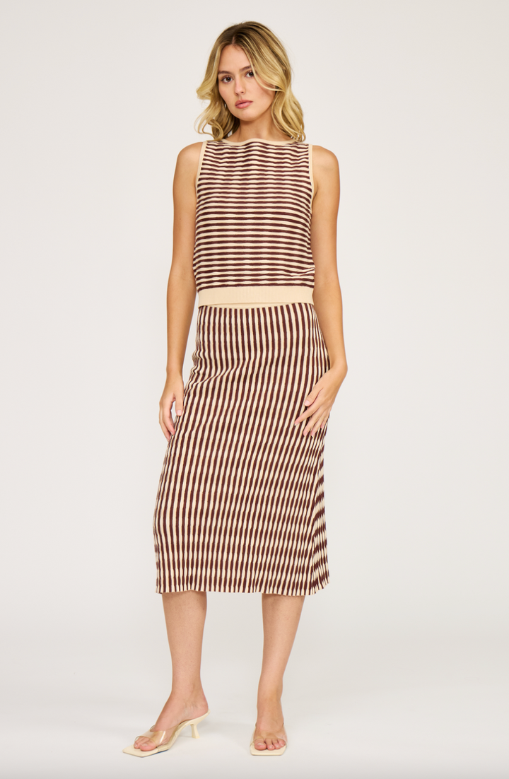 Julie Knit Top Brown Cream