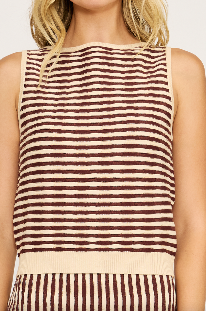Julie Knit Top Brown Cream