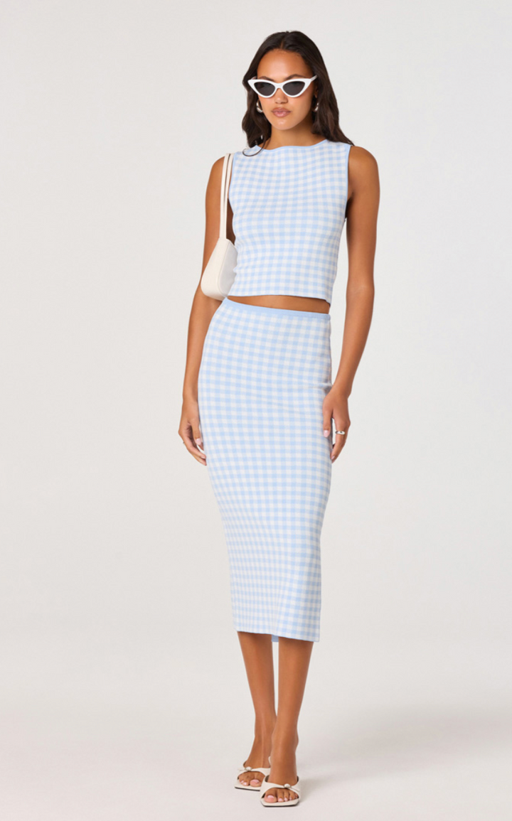 Babbett Sweater Top Blue Gingham