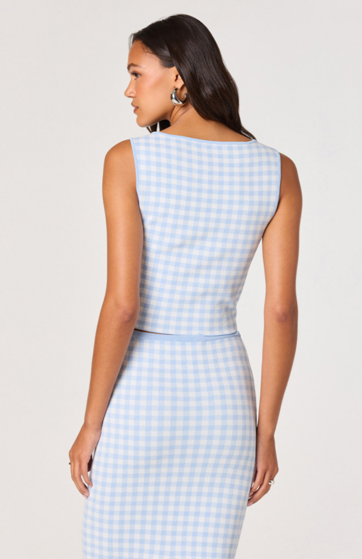 Babbett Sweater Top Blue Gingham