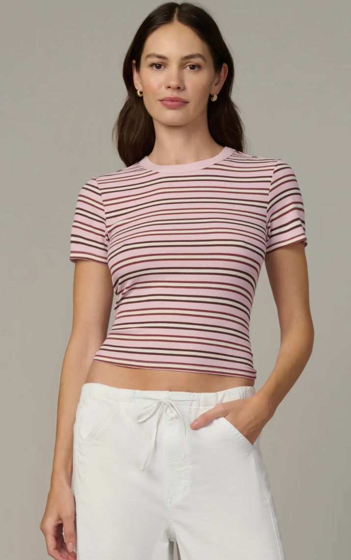 The Baby Tee Blush/Ecru Stripe