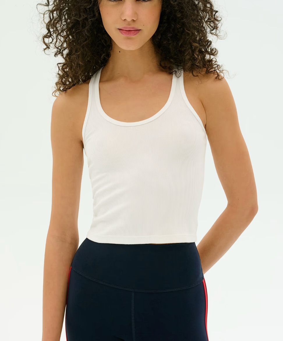 Ashby Rib Crop Tank White