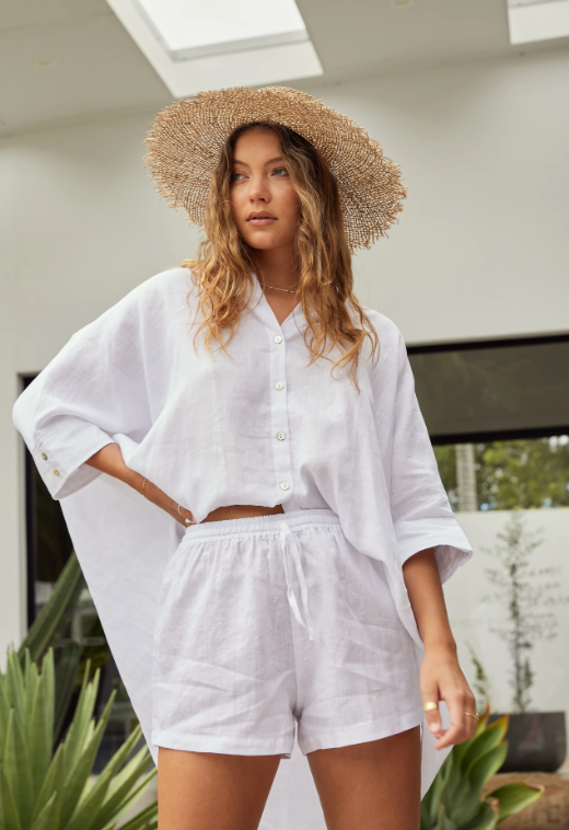 Clem Top White Linen