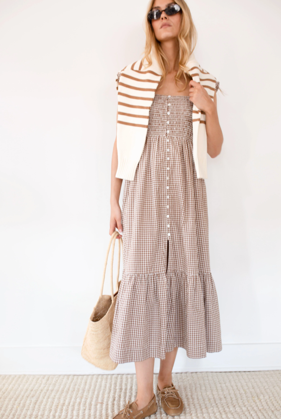 Celine Dress Mocha Gingham