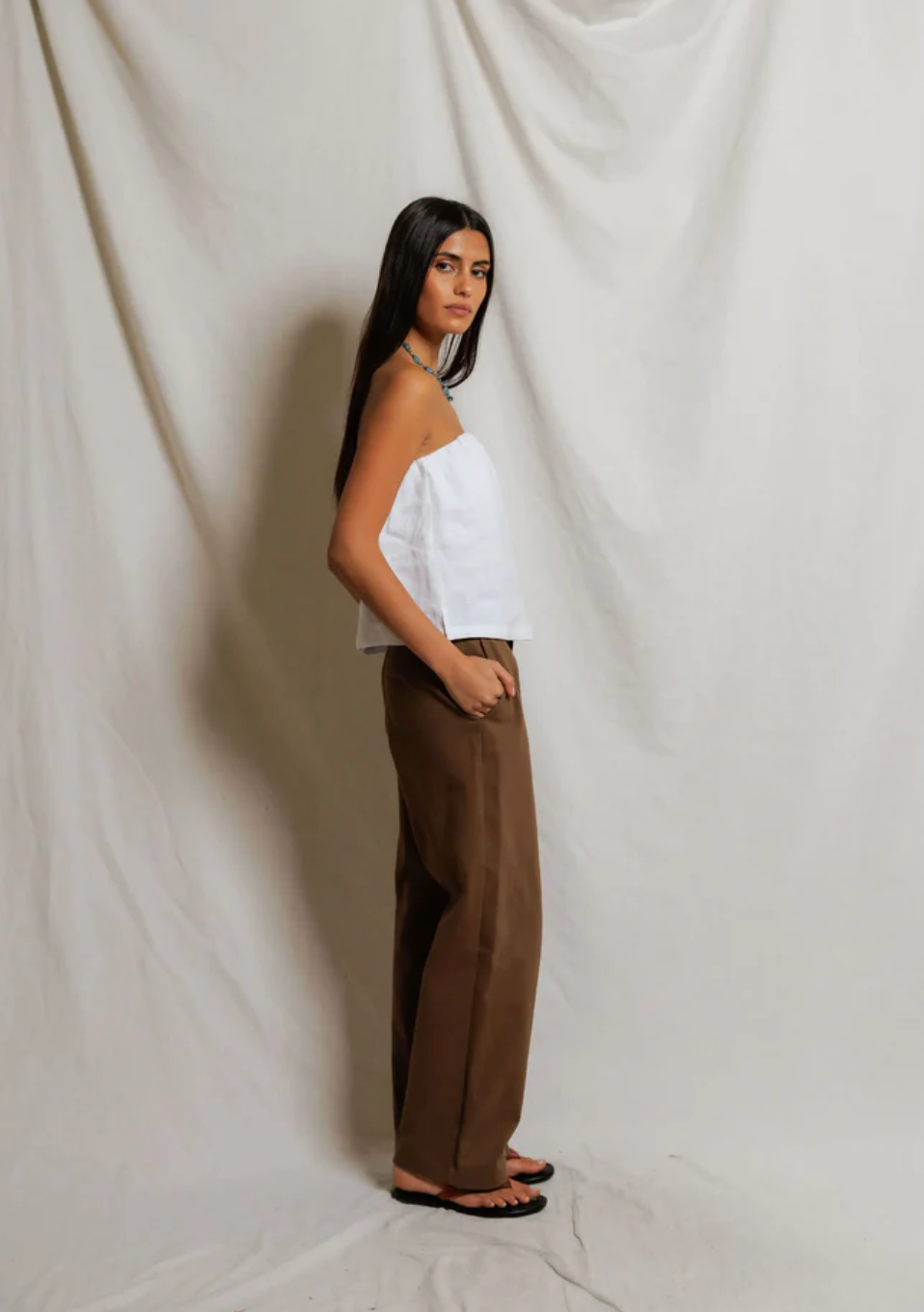 Gianna Linen Tube Top White