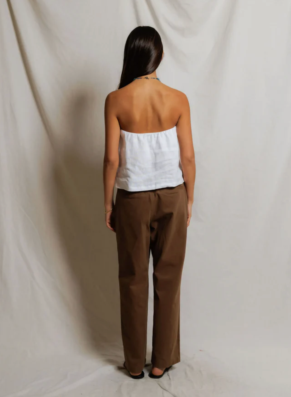 Gianna Linen Tube Top White