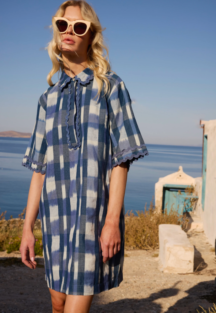 Collared Shirt Dress Mini Beckett Navy