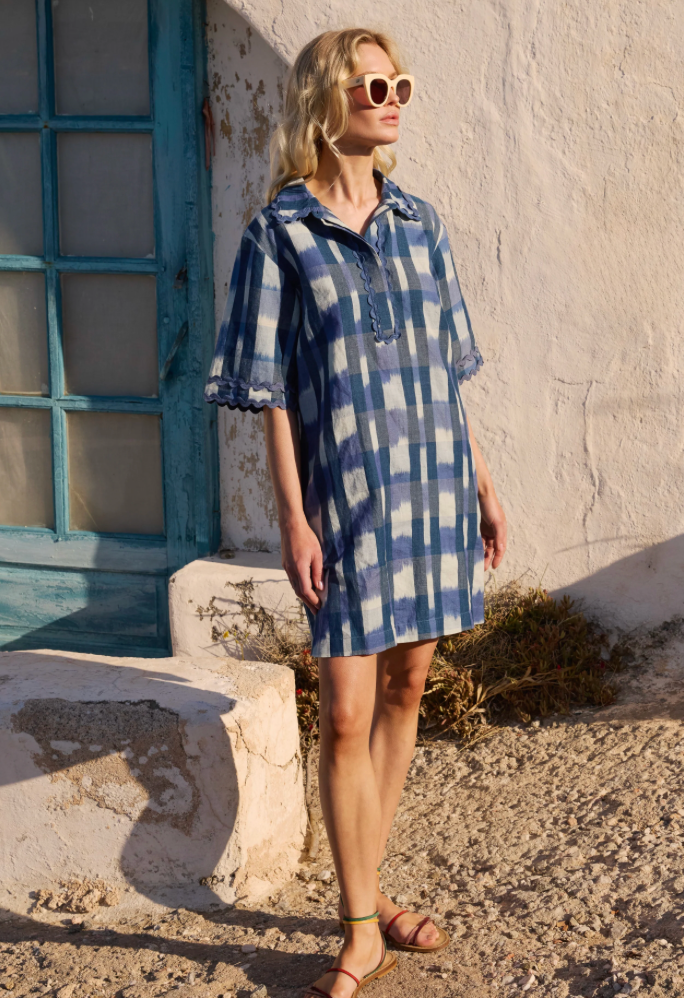 Collared Shirt Dress Mini Beckett Navy