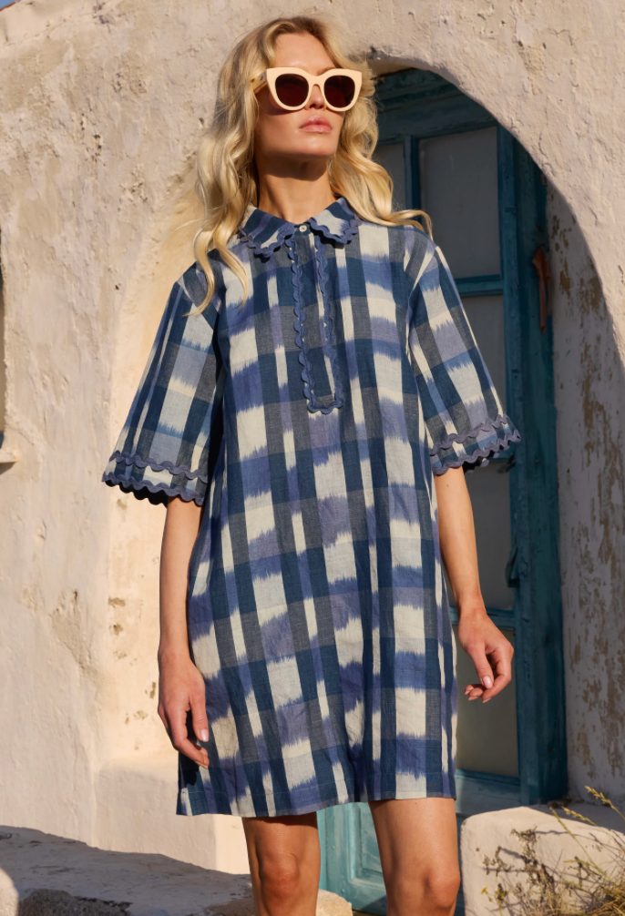 Collared Shirt Dress Mini Beckett Navy