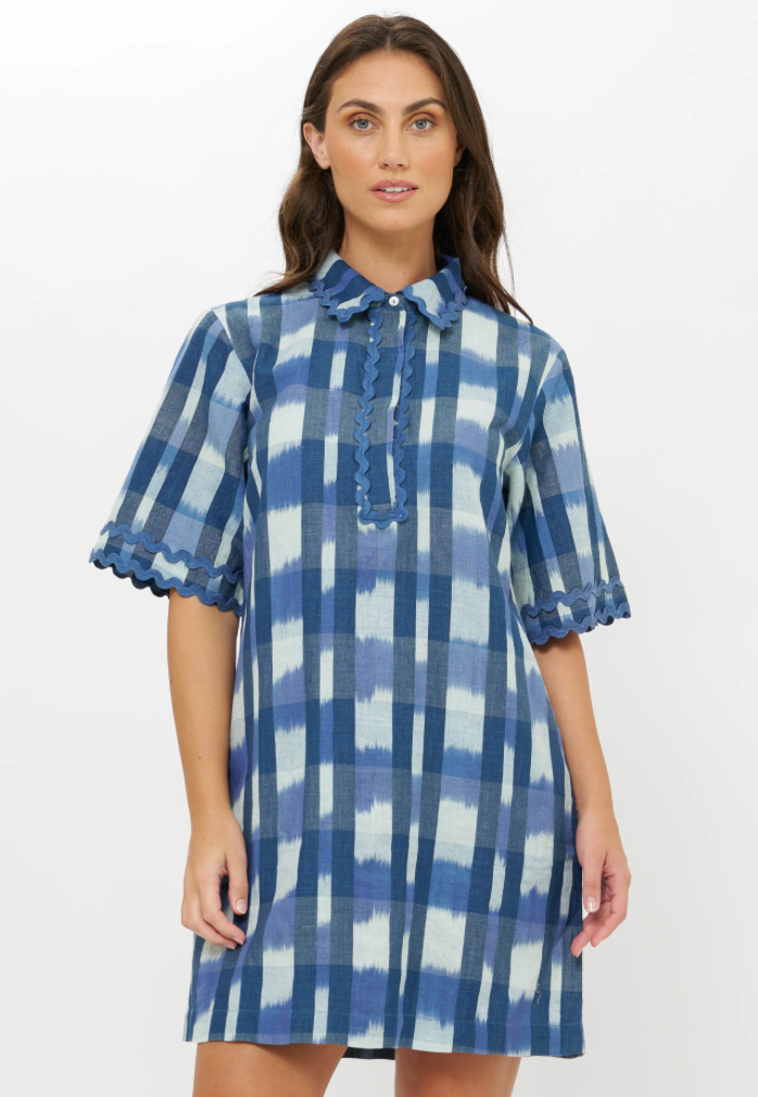 Collared Shirt Dress Mini Beckett Navy