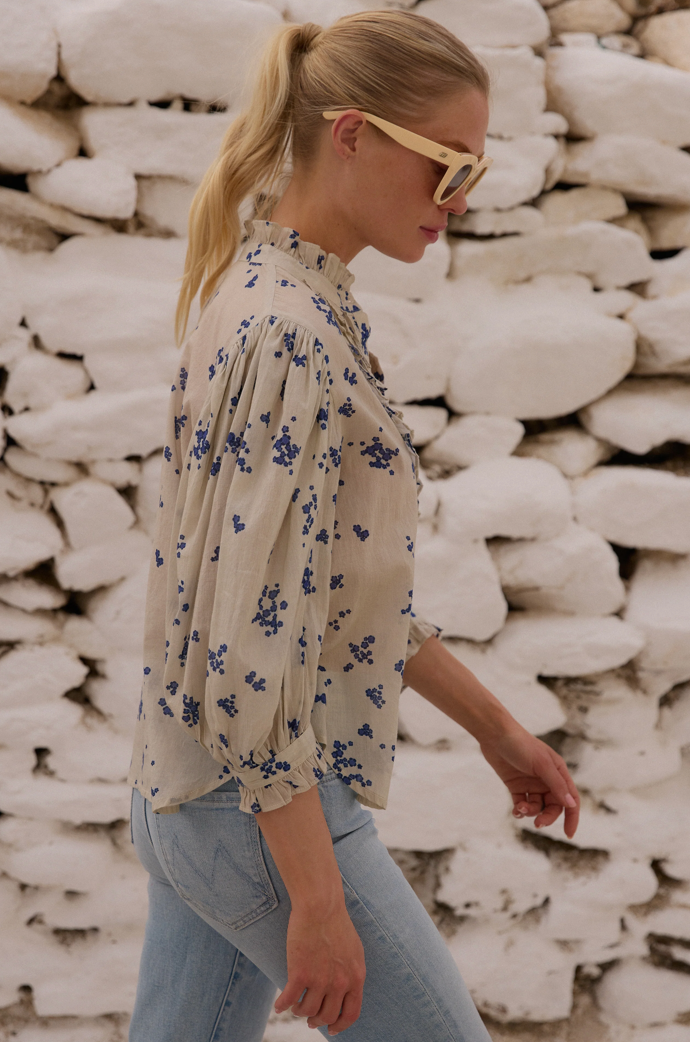 Ruffle Front Button Blouse Alyssum Cream