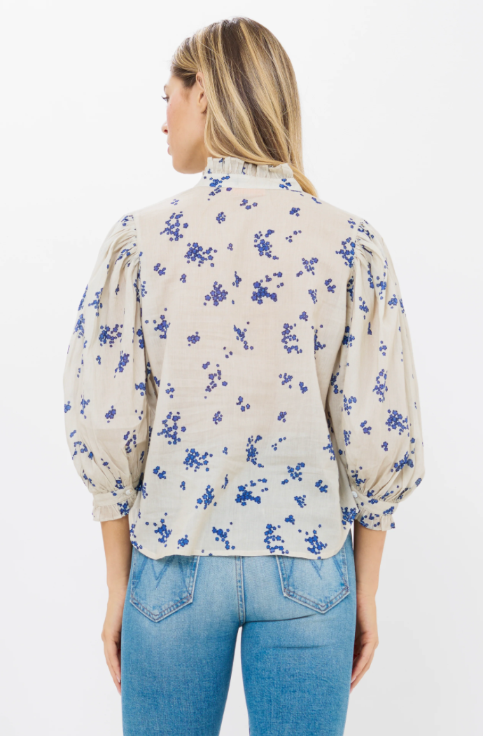 Ruffle Front Button Blouse Alyssum Cream