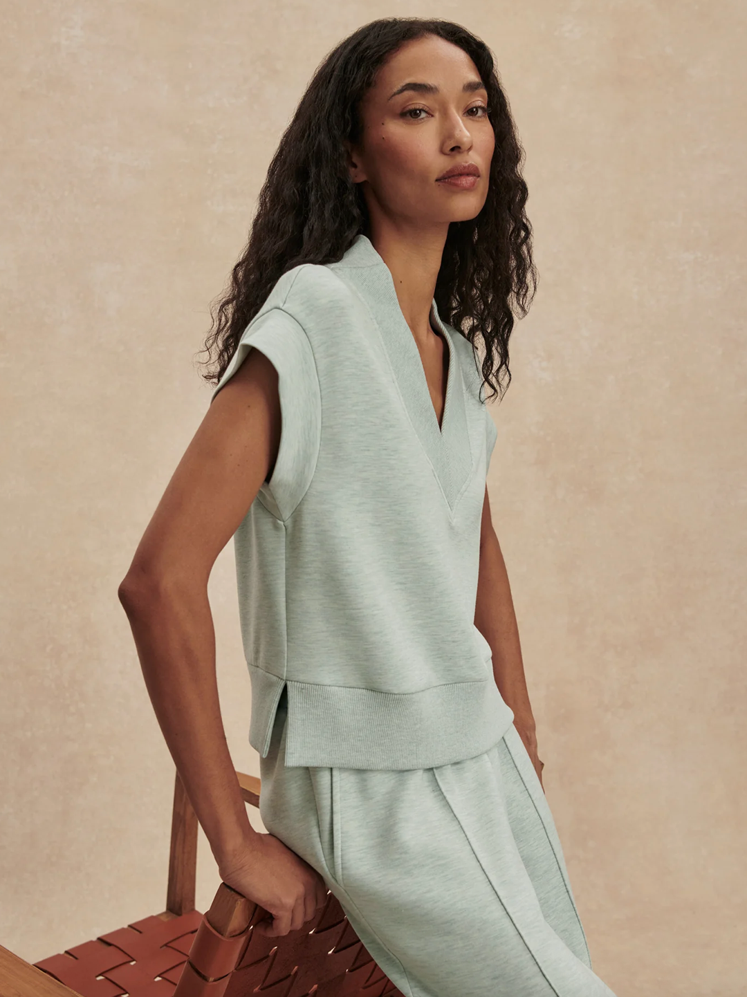 Gracee V Neck Green Marl