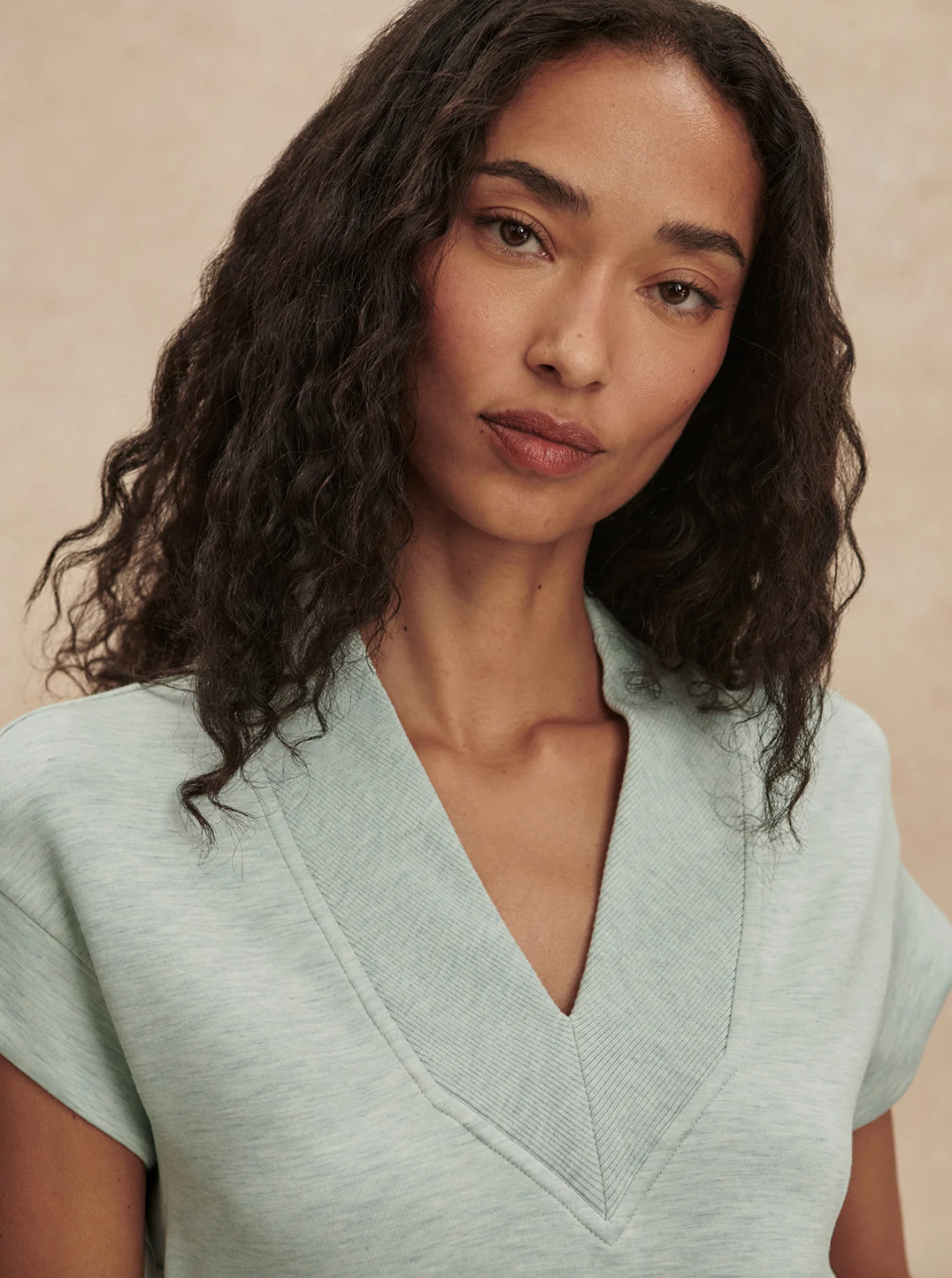 Gracee V Neck Green Marl