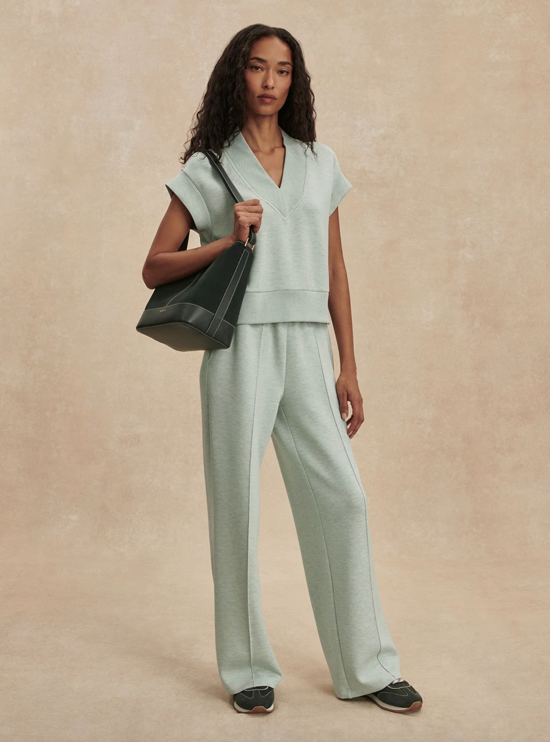 Gracee V Neck Green Marl