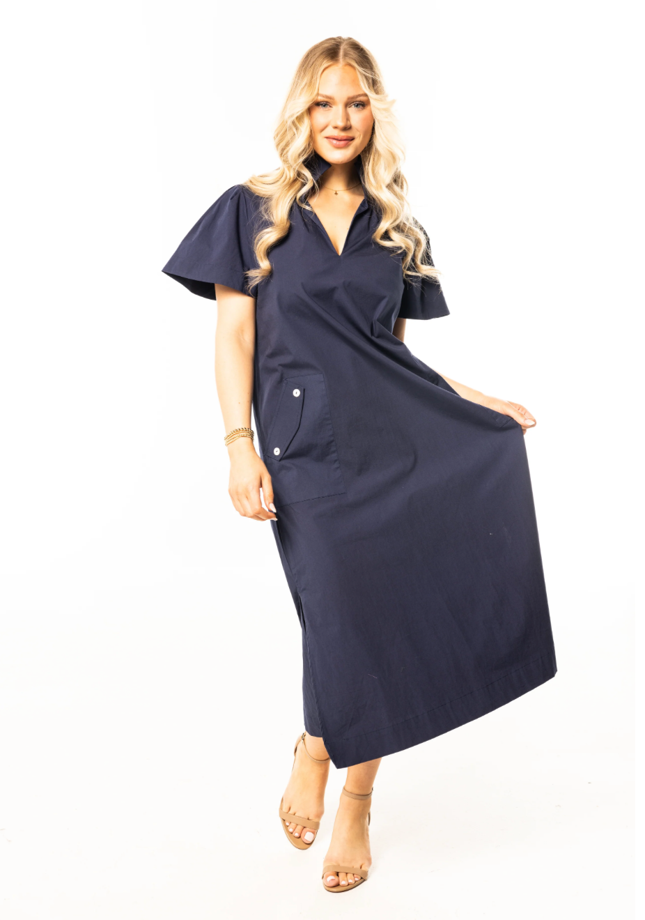 Gretchen Dress Solid Navy