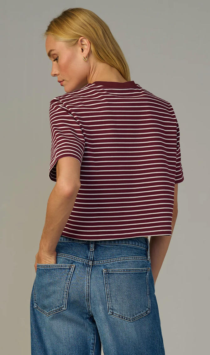 The Boxy Tee Bordeaux Breton Stripe
