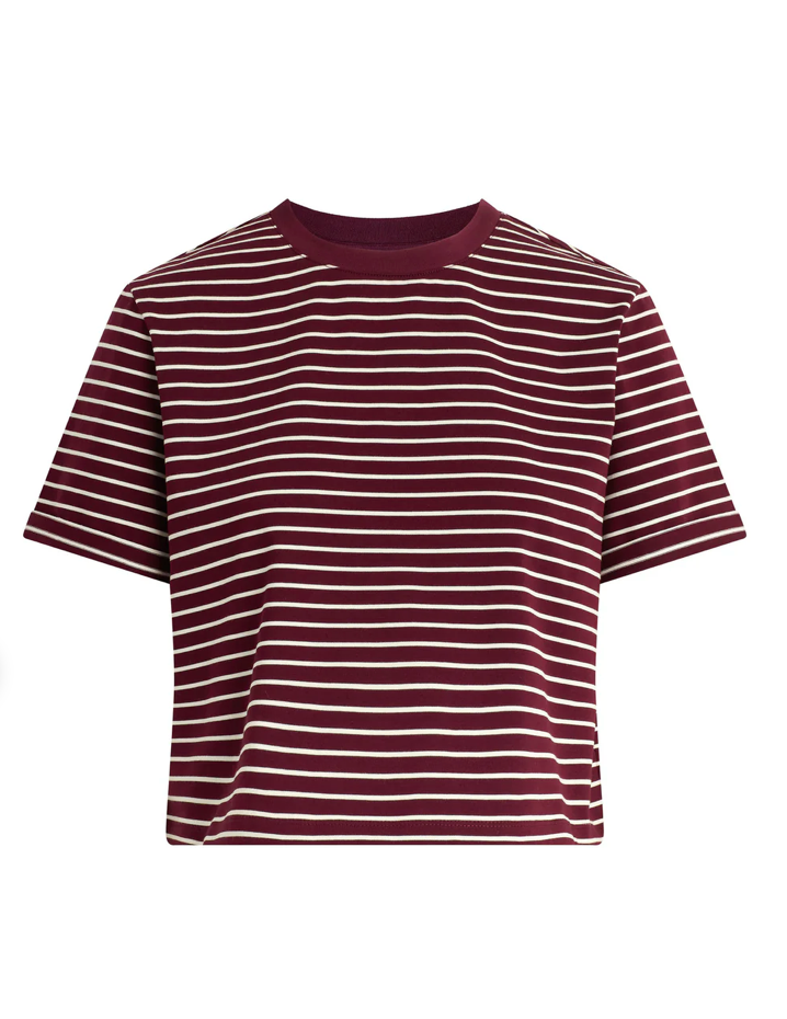 The Boxy Tee Bordeaux Breton Stripe