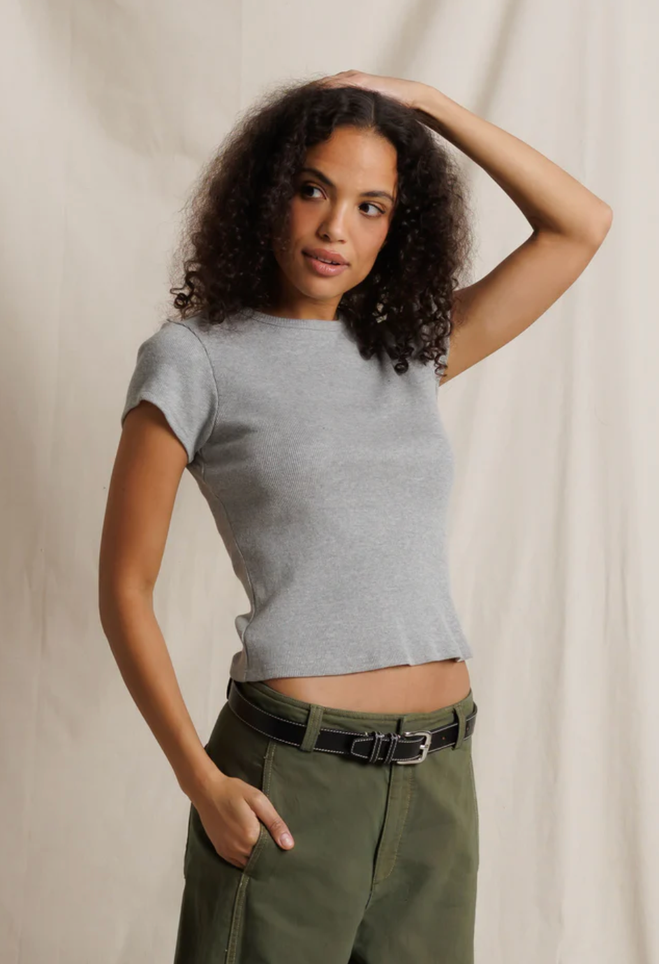 Macy Fitted Tee Heather Grey