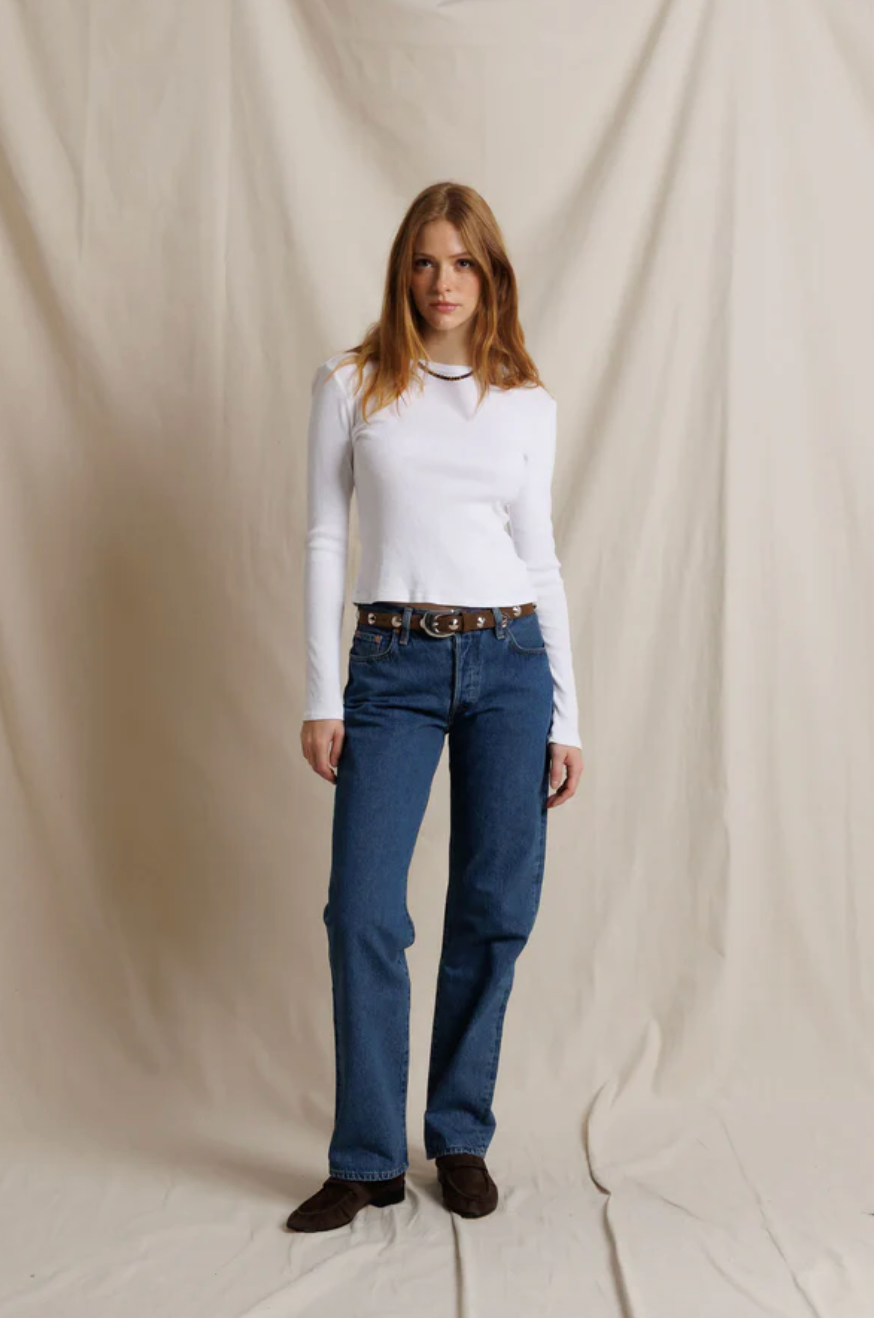 Marcela Cotton Rib Tee White