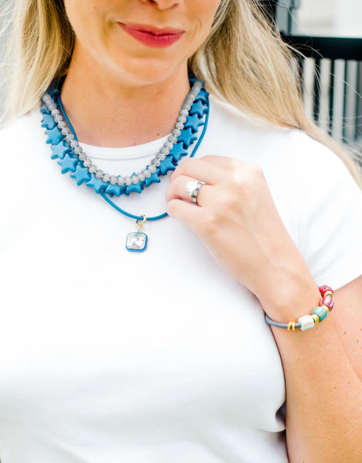 Sea Glass Necklace Dusty Blue