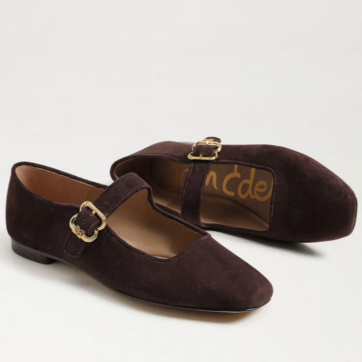 Michaela Mary Jane Cafe Noir Suede