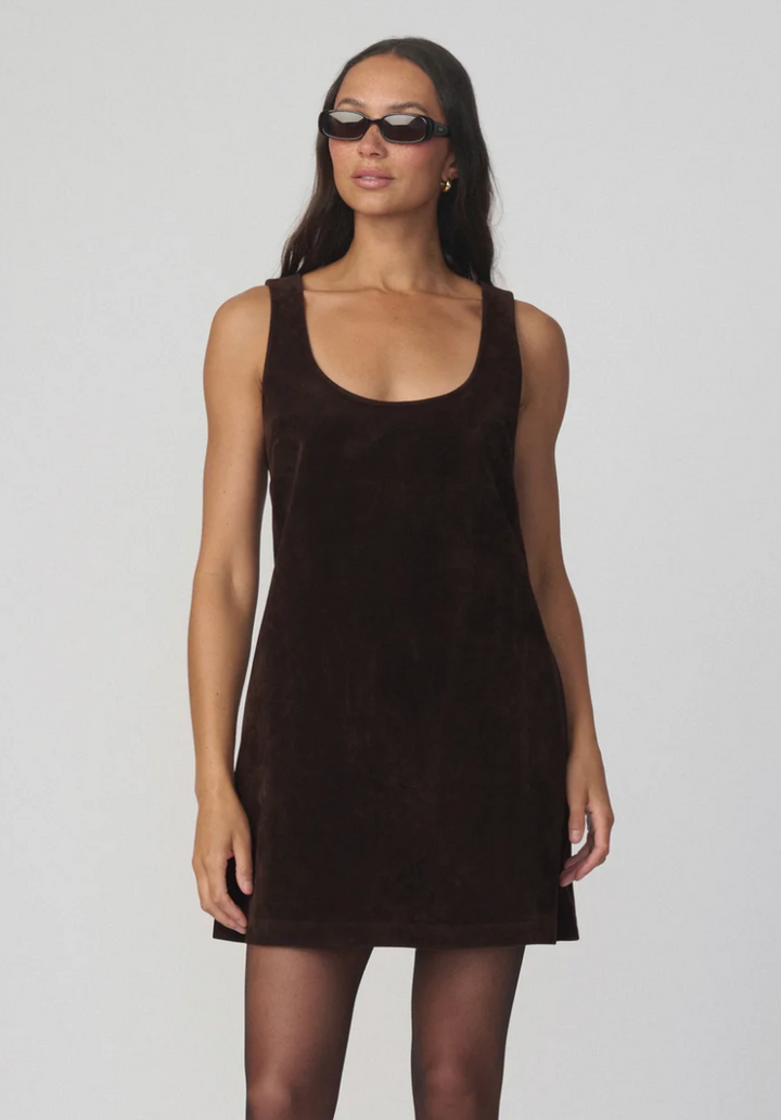 The Scoop Neck Vegan Suede Mini Dress