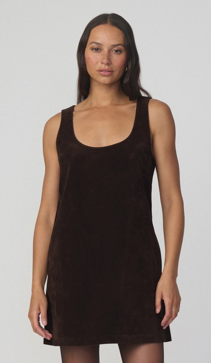 The Scoop Neck Vegan Suede Mini Dress