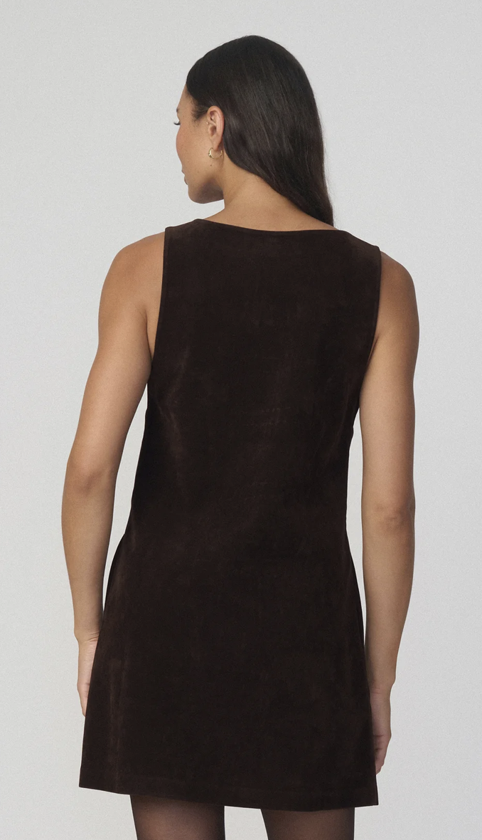 The Scoop Neck Vegan Suede Mini Dress