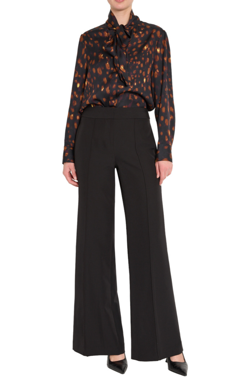 Printed Tie Neck Silk Blouse