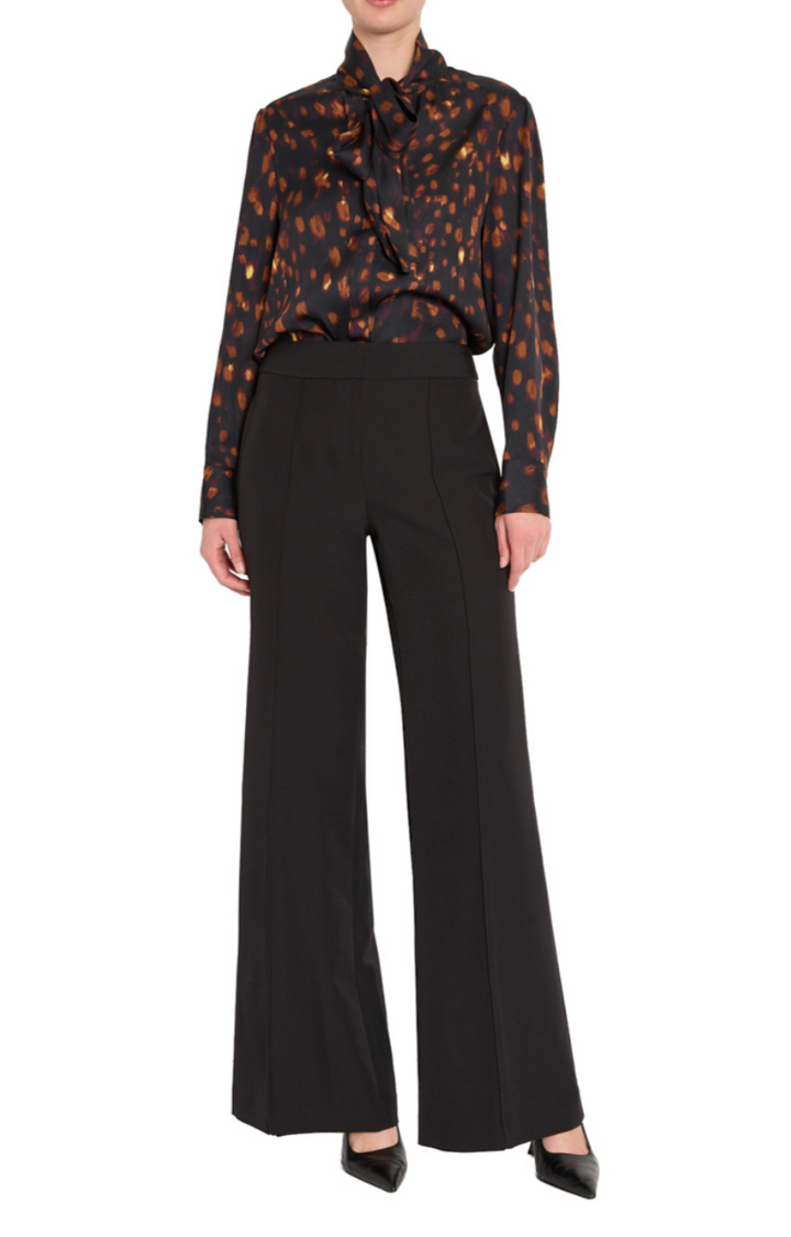 Printed Tie Neck Silk Blouse
