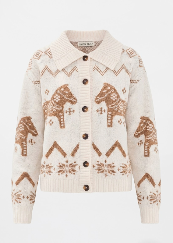 Neck Collar Button Down Cardigan