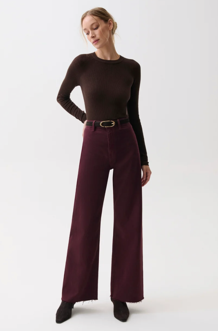 Penny Wide Leg Denim Pants Claret