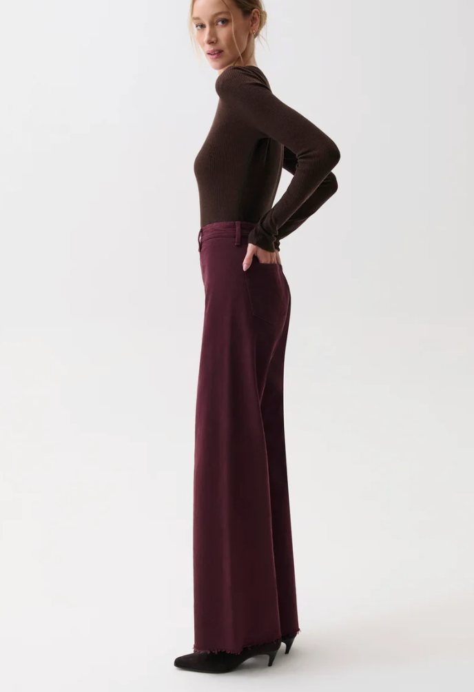 Penny Wide Leg Denim Pants Claret