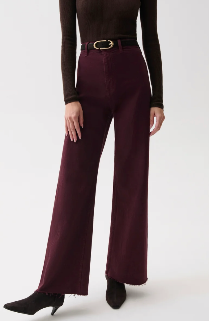 Penny Wide Leg Denim Pants Claret