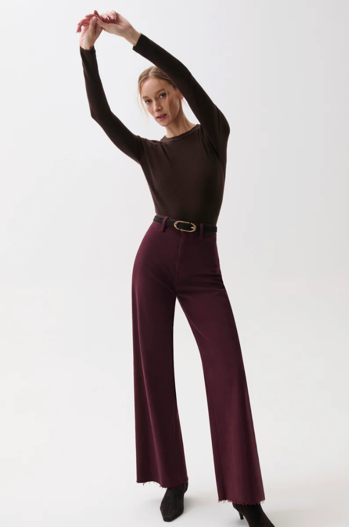 Penny Wide Leg Denim Pants Claret