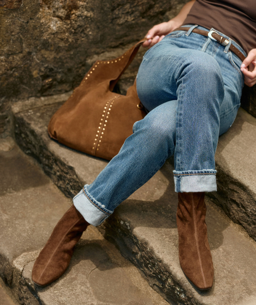 Tarine Booties Dark Brown Suede