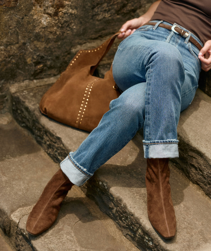 Tarine Booties Dark Brown Suede