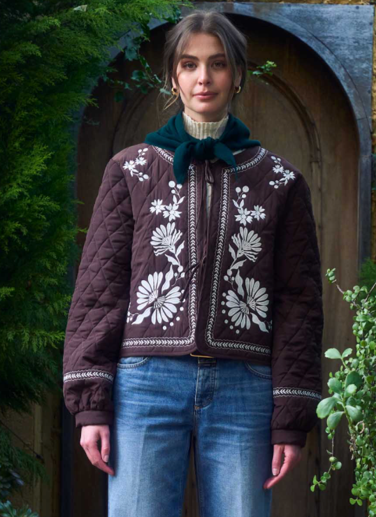 Floral Embroidered Quilted Jacket