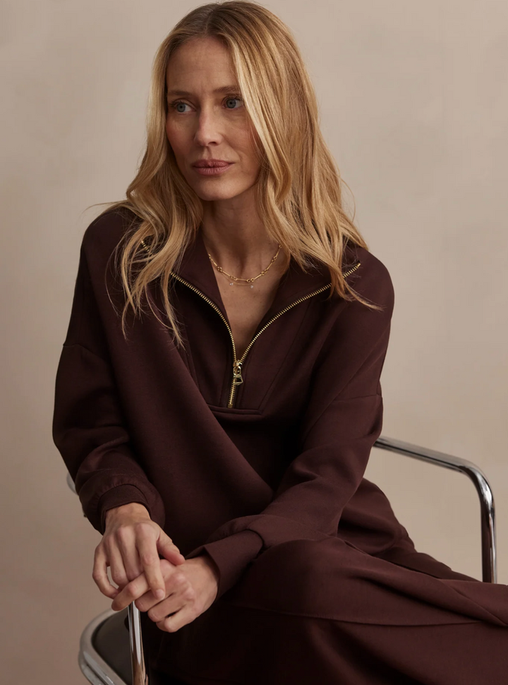 Hawley Half Zip Sweat Coffee Bean Marl