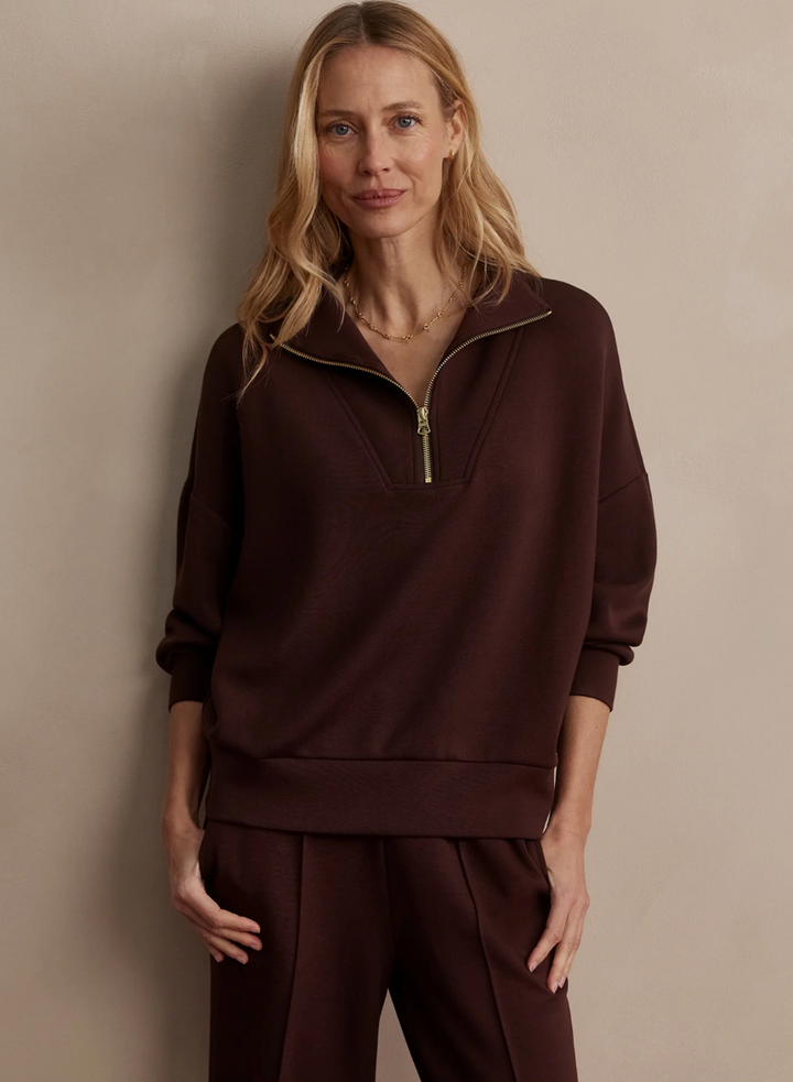 Hawley Half Zip Sweat Coffee Bean Marl