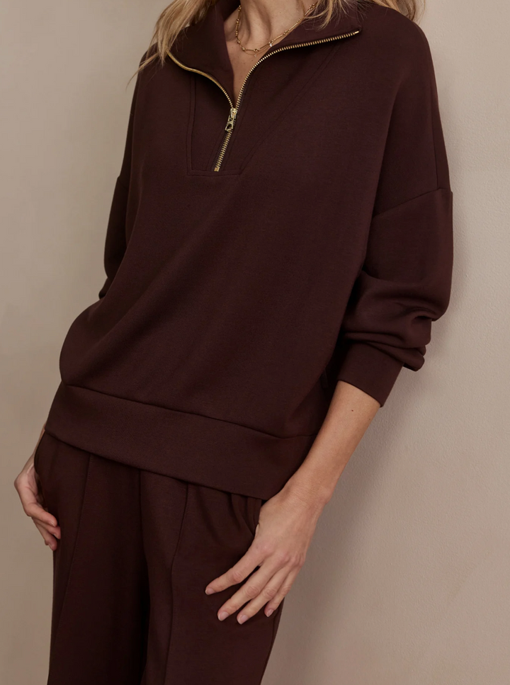 Hawley Half Zip Sweat Coffee Bean Marl