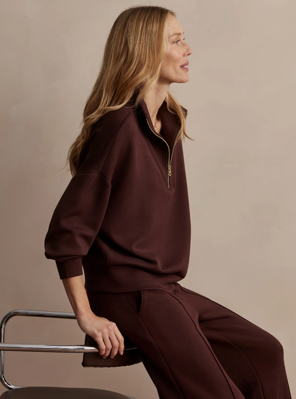 Hawley Half Zip Sweat Coffee Bean Marl