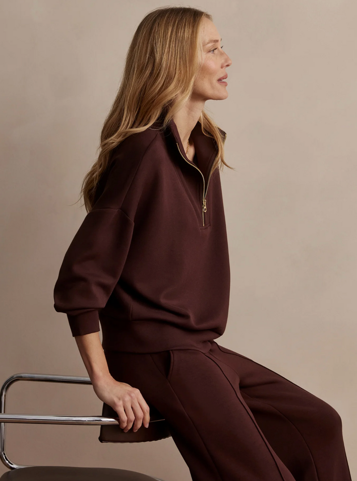 Hawley Half Zip Sweat Coffee Bean Marl