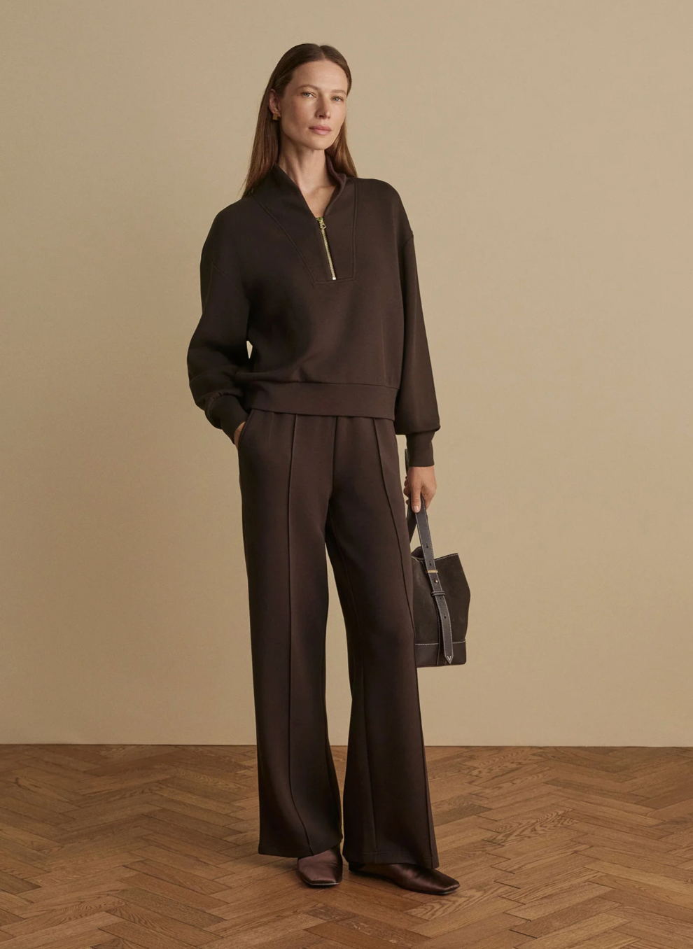 Hawley Half Zip Sweat Coffee Bean Marl
