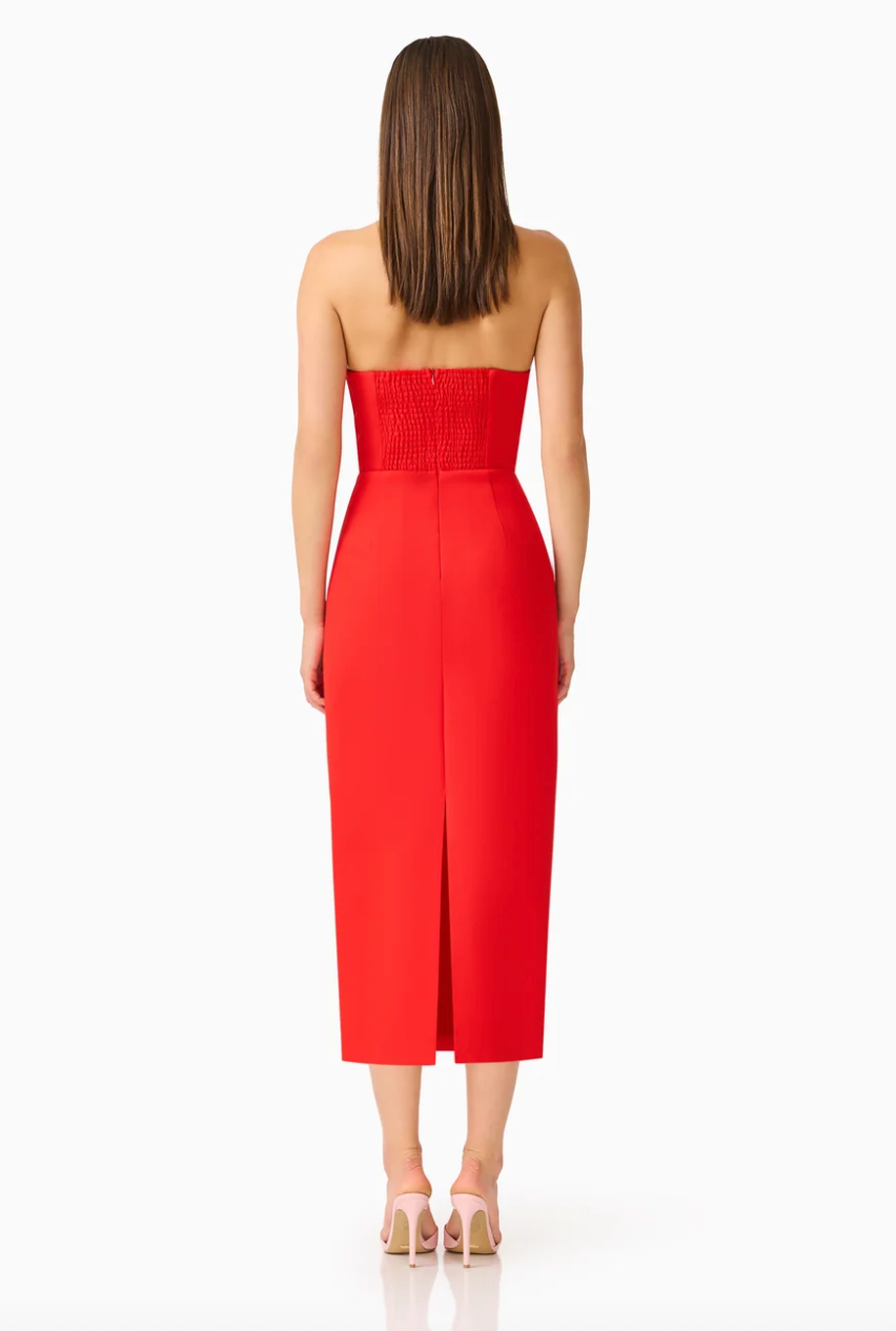 Fleurisca Column Midi Dress Scarlet Red