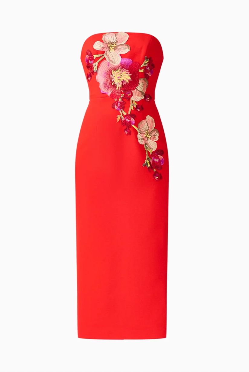 Fleurisca Column Midi Dress Scarlet Red