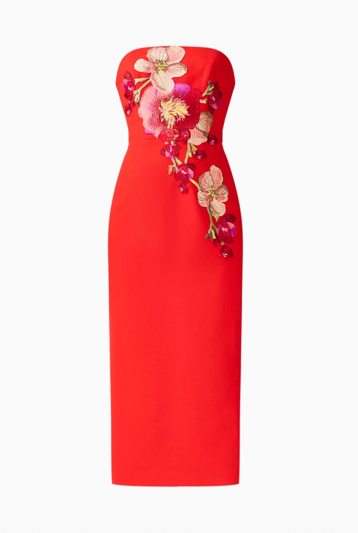 Fleurisca Column Midi Dress Scarlet Red